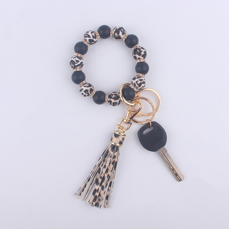 Wholesale Silicone Beaded Tassel Wrist Keychain